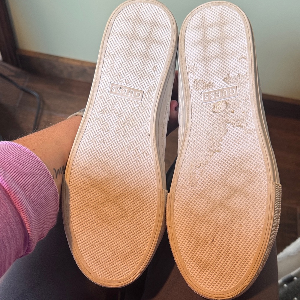Guess Women's Quilted White and Gold Sneakers - Picture 5 of 6